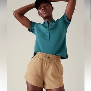 Athleta Pigue Short Sleeve Polo Shirt Womens Size Small